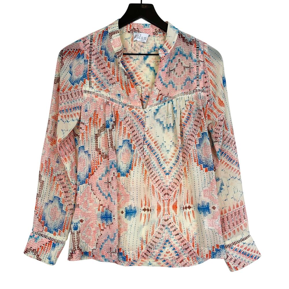 Anthropologie Dolan XS Melilla Peasant Blouse Top Popover Cream Pink